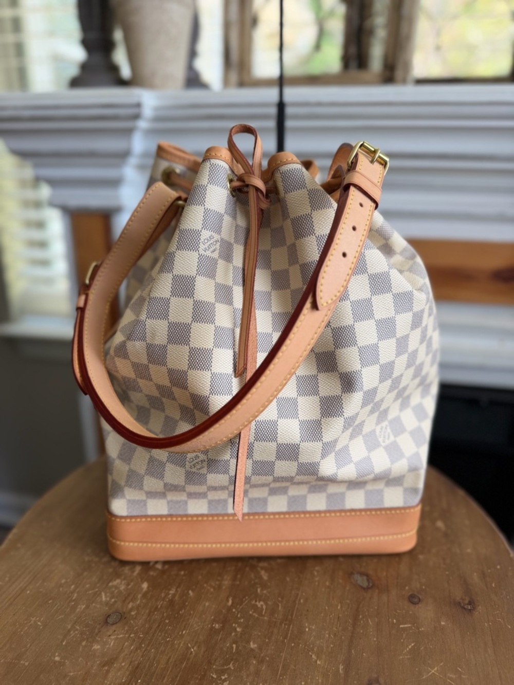 Louis Vuitton Noe GM in Damier Azur Drawstring Bucket Shoulder Bag